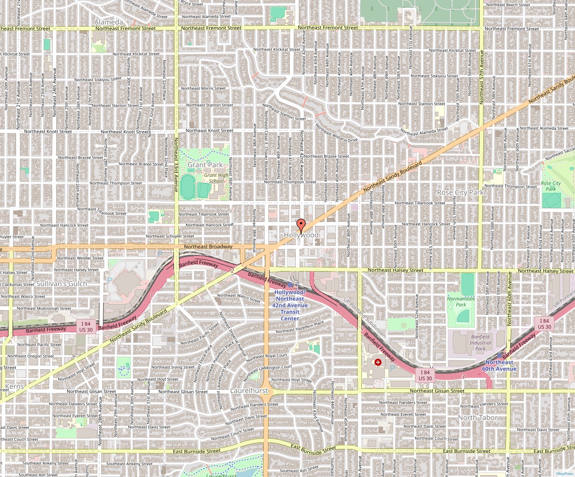 Map Of Hollywood District In Portland Oregon ZIP Code 97215